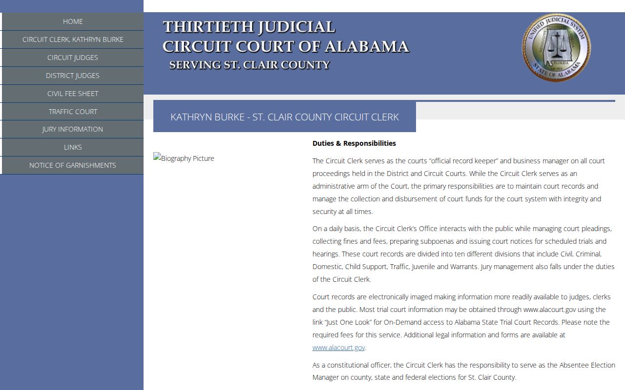 St. Clair County Circuit Clerk docket record keeper page