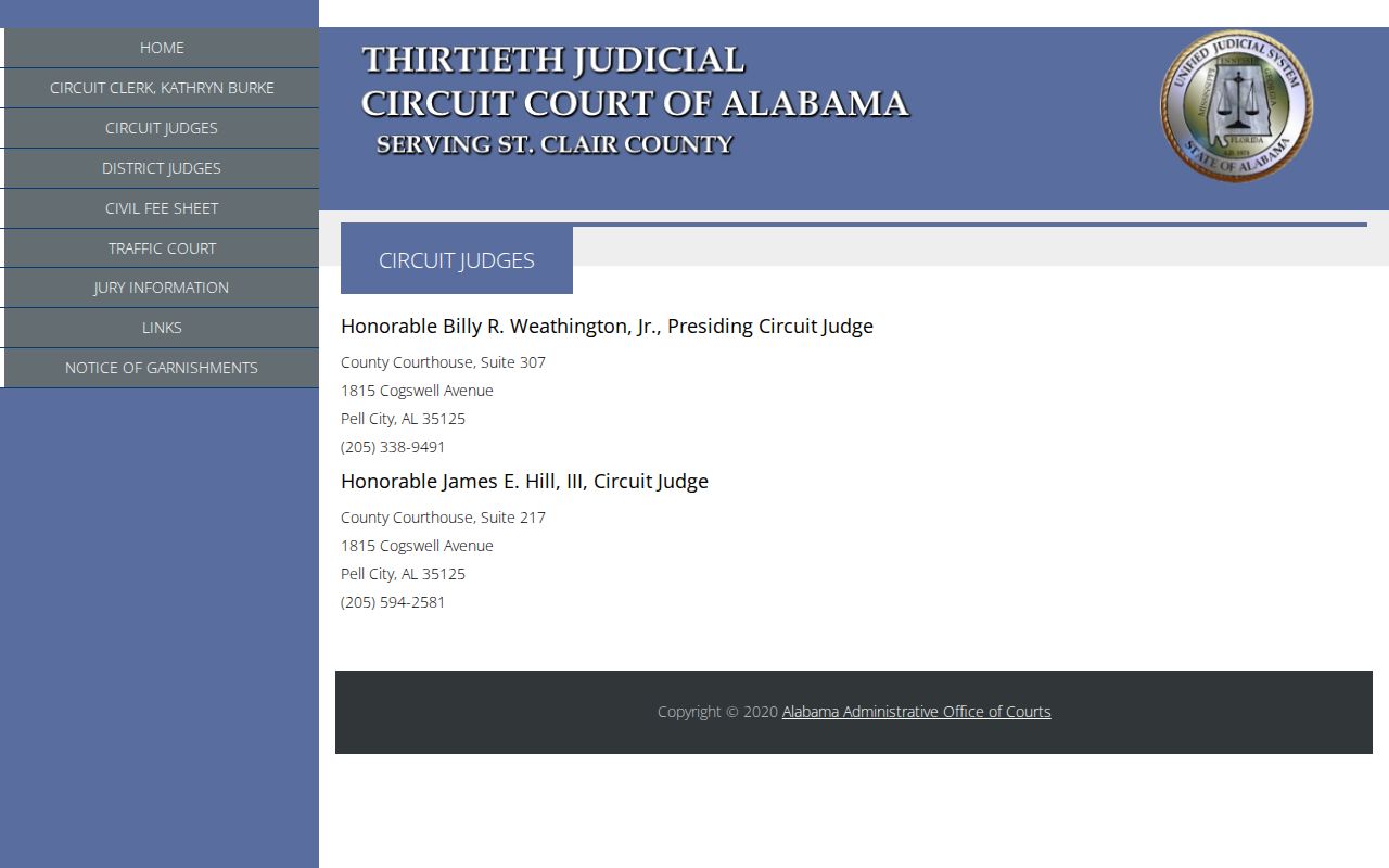 St. Clair County court dates and Circuit judge assignments