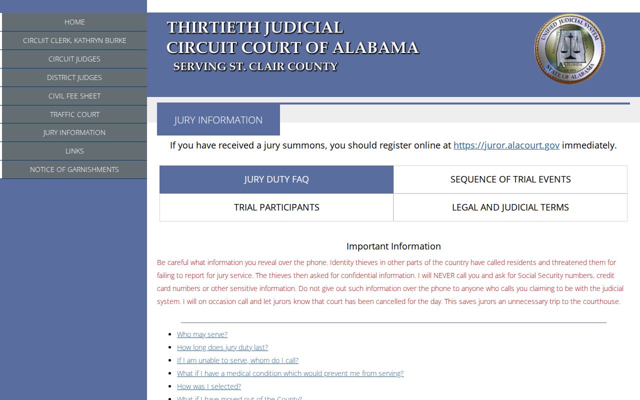 St. Clair County court date courthouse and jury information