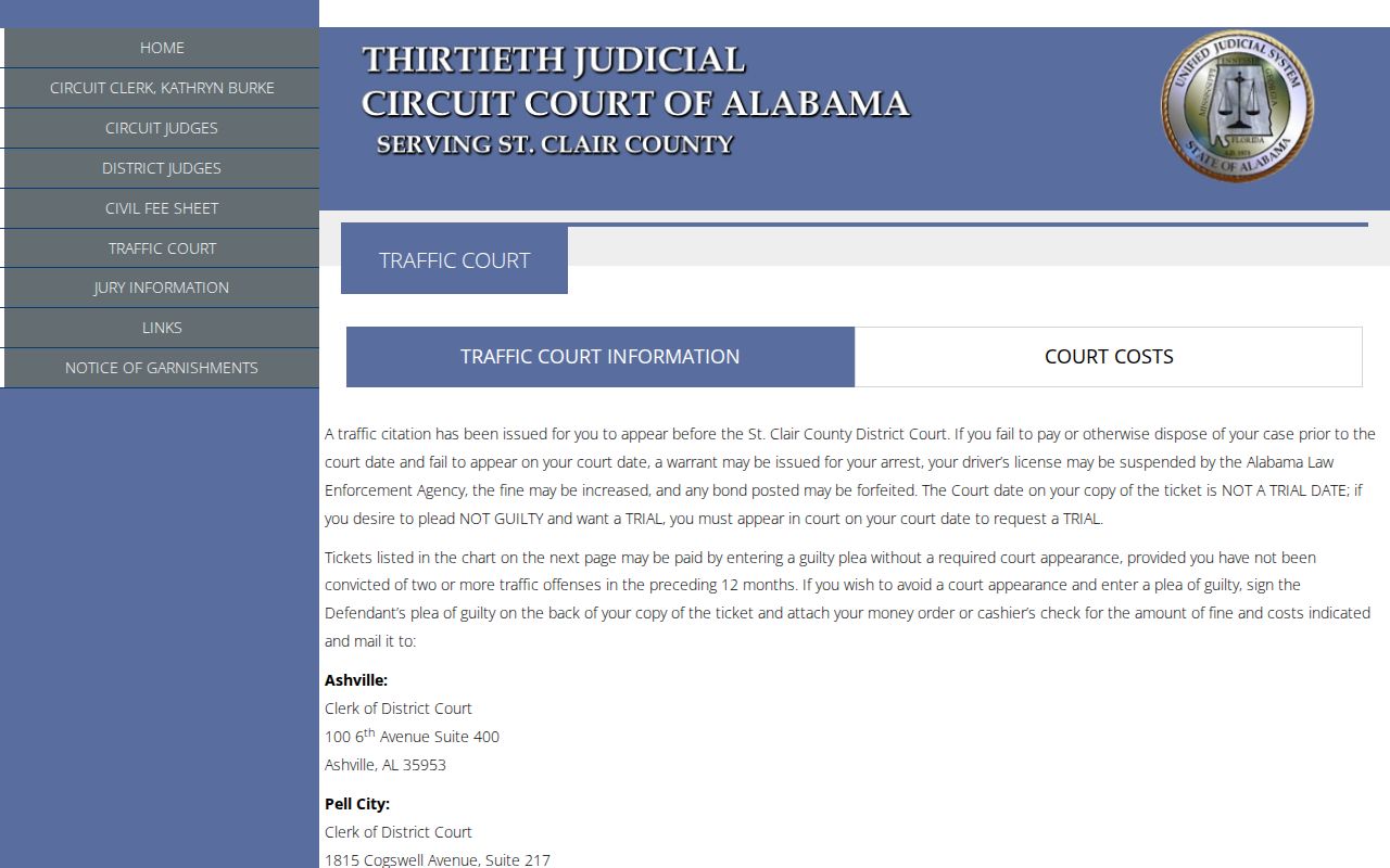 Official St. Clair County traffic court record instructions